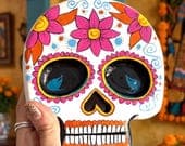 Medium Dia de Muertos Skull 5.25"x 6.5"x 1"