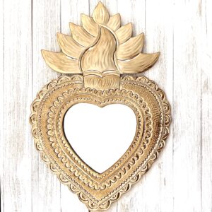 15" XL encendido vintage tin mirror heart