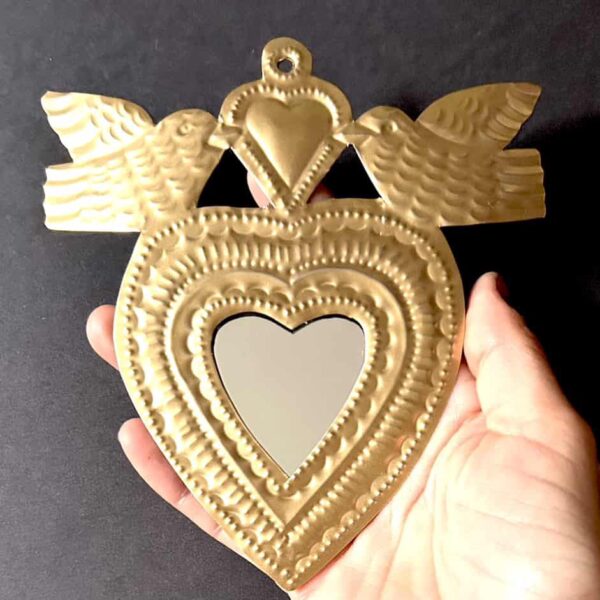 5.5” Medium siempre juntos oro rosa tin mirror heart