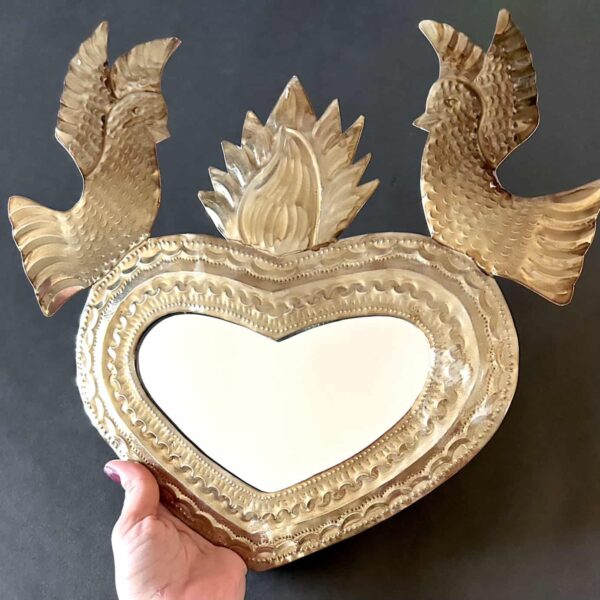13”x13” XL tortolitos vintage tin mirror heart