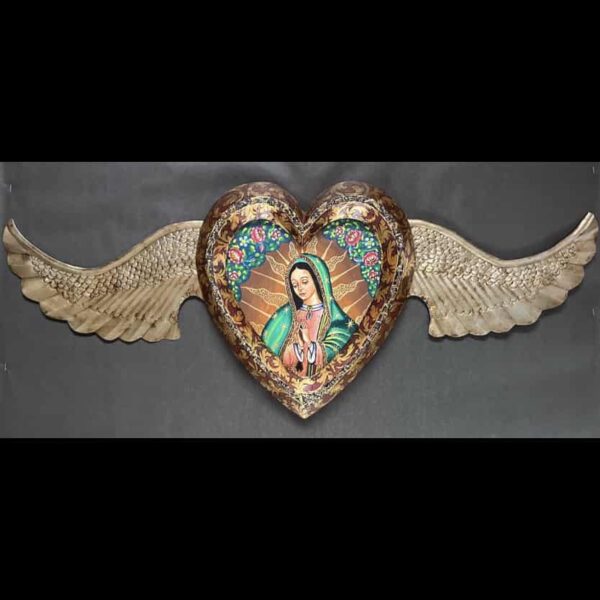 50” MAXI corazon invertido Guadalupe con alas wooden heart