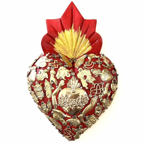 7” Large gold milagritos wooden heart (5 different color options)