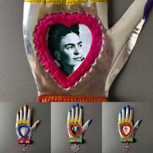 10” Large Frida multicolor tin nicho hand
