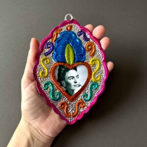 6" Medium Frida melchor multicolor tin nicho heart