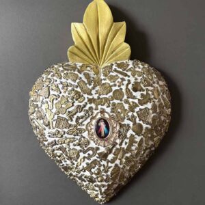 11” XXL Jesus Resucitado milagritos oro wooden heart