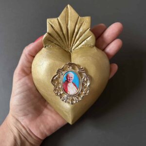 6” Medium Papa Juan Pablo II wooden heart