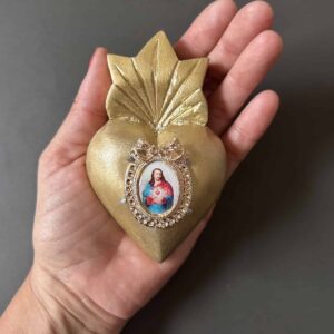 4.5” Small Jesus Sagrado Corazon wooden heart