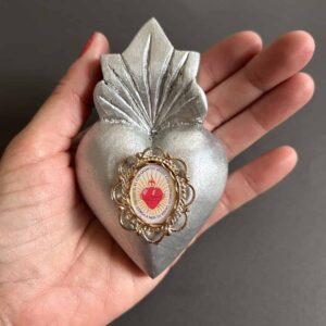 4.5” Small Sagrado Corazon wooden heart