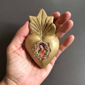 4.5” Small Guadalupe wooden heart (2 different options)