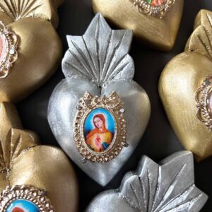 4.5” Small Virgencita wooden heart (2 different options)