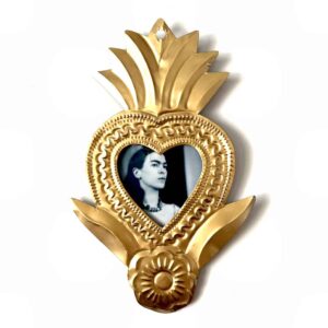 6.5” Medium Frida florecita oro nicho tin heart