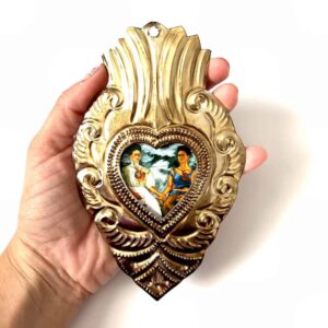 6.5" Medium Frida vintage fuego y aire tin nicho heart