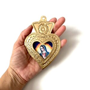5.5” Medium nicho Guadalupe oro bueno tin heart