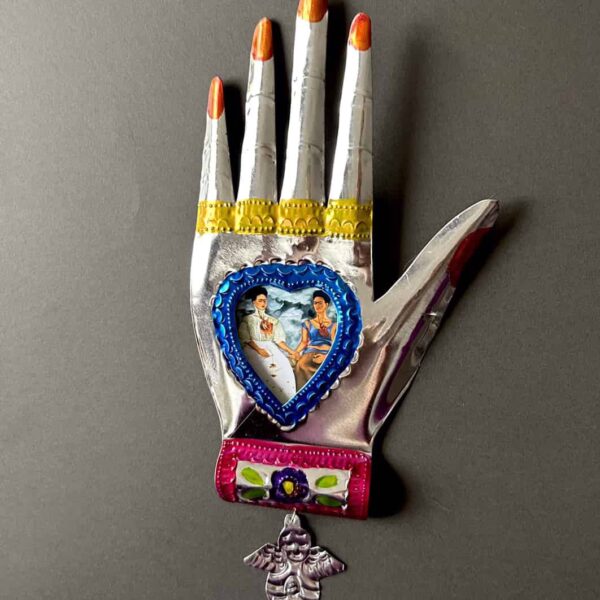 10” Large Frida multicolor tin nicho hand - Image 2